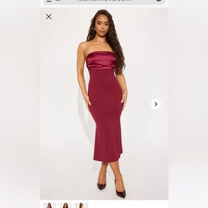 Elegant Burgundy Strapless Dress Sz XL NWT
